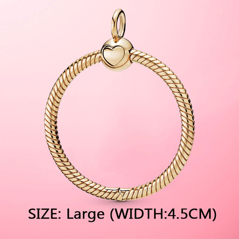 2020 nowy 925 srebro chwile małe Pave O wisiorek Charm fit oryginalny naszyjnik Pandora DIY paciorki biżuteria: GOLD-Large 4.5cm