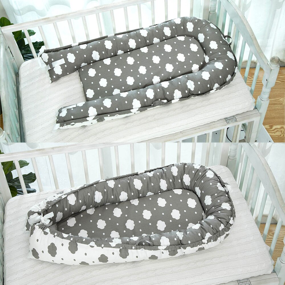 Bærbar krybbe til babyer spædbarns reden seng rejse baby seng bassinet kofanger baby sikker beskyttelse naturlig bomuld baby seng  hm0007