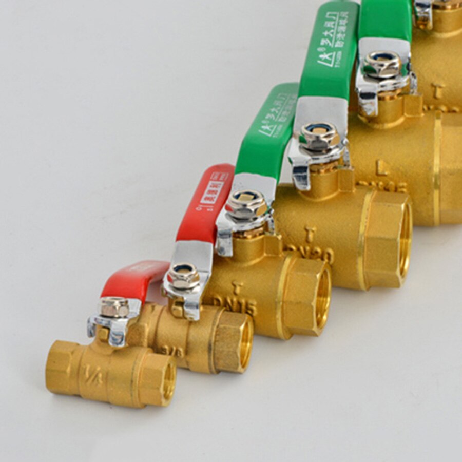 DN10 Brass Ball Valve Thickened Handle 1/4 "3/8" 1/2 "3/4" 1 "BSP Female Male For Water Gas Valve Tap Water Outlet Switch