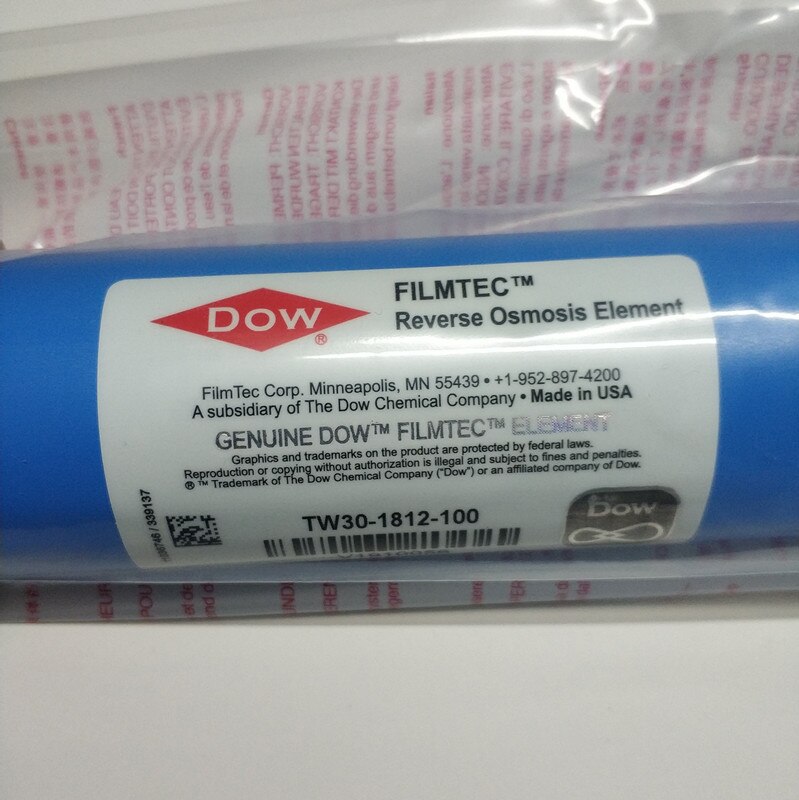 100 gpd omvendt osmosemembran til dow filmtec  tw30-1812-100 erstatningsvannfilter 1/4 hurtigkoblingsvannfilterhus