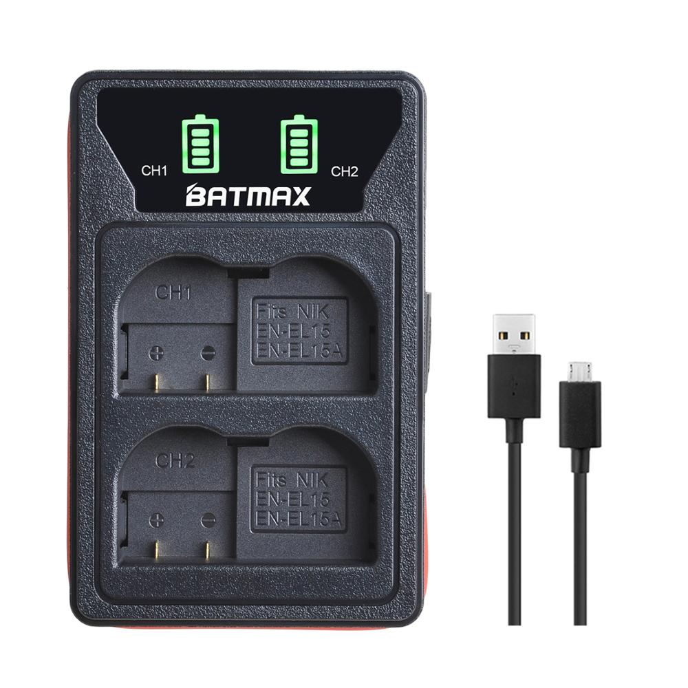 4X EN EL15 EN-EL15A ENEL15 EN-EL15 Batterie + LED USB Ladegerät für Nikon D500 D600 D610 D750 D7000 D7100 D7200 d800 D800E D810: Charger