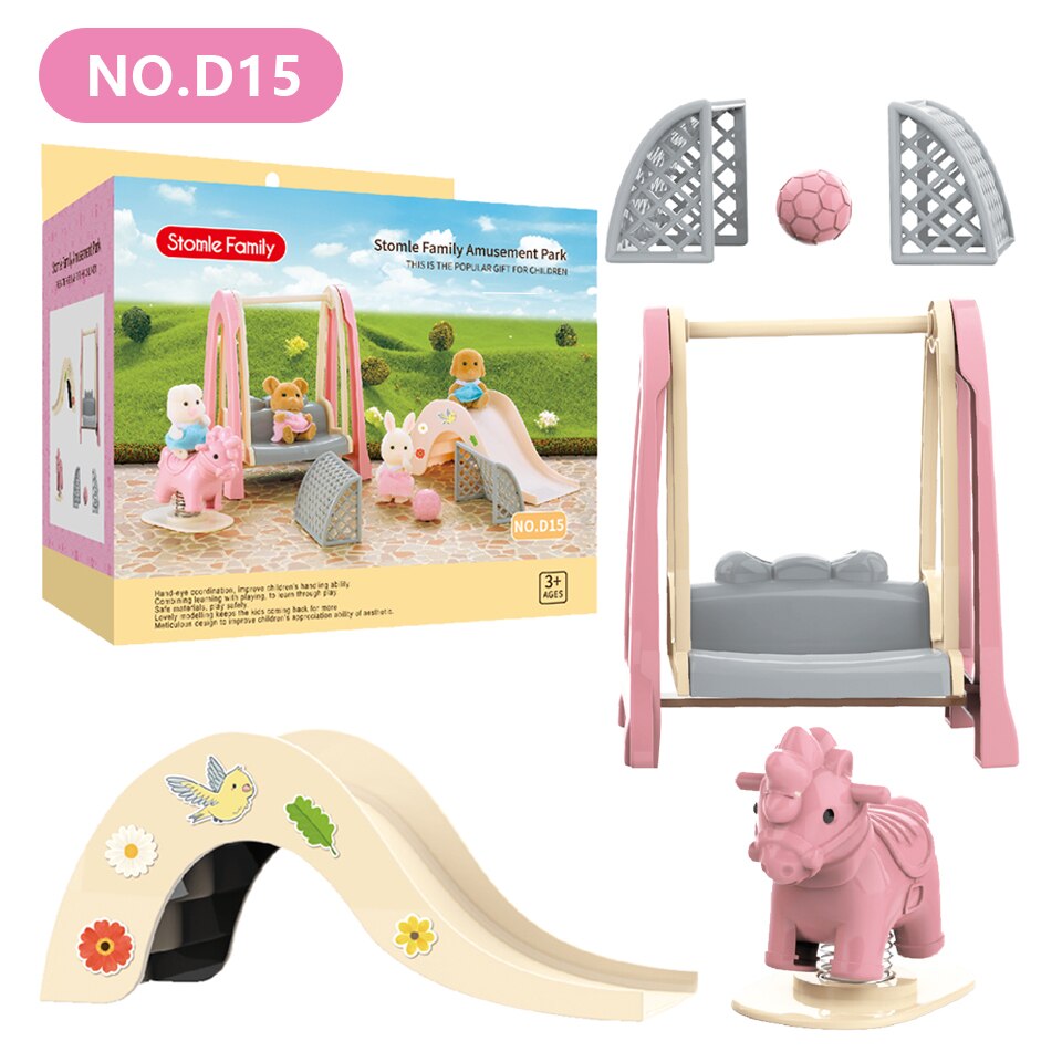 Wald Familie 1:12 Puppenhaus Wohnzimmer Vergnügungspark Ebene Puppe Zubehör Mini Modell Möbel vorgeben Spielen Für Mädchen: violett