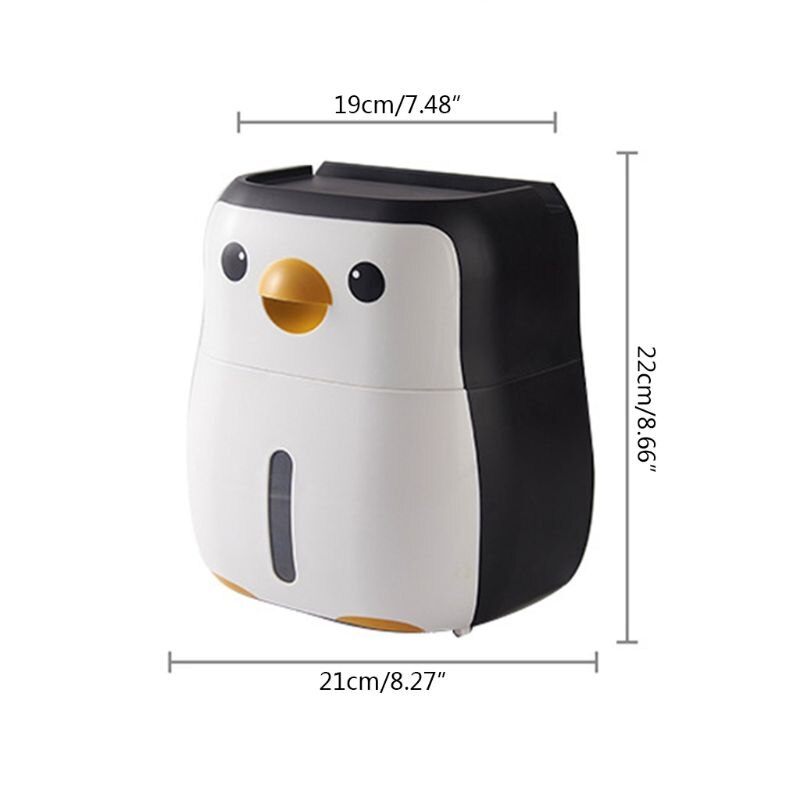 Cute Penguin Paper Container Toilet Paper Holder Wall Mounted Tissue Box Shelf H55A