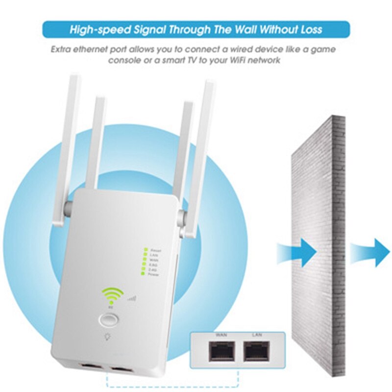 Wifi Range Extender Repeater Router AC1200M Wifi Booster,Access Point,2.4 5.8Ghz Dual Band Wifi Extender Us Plug