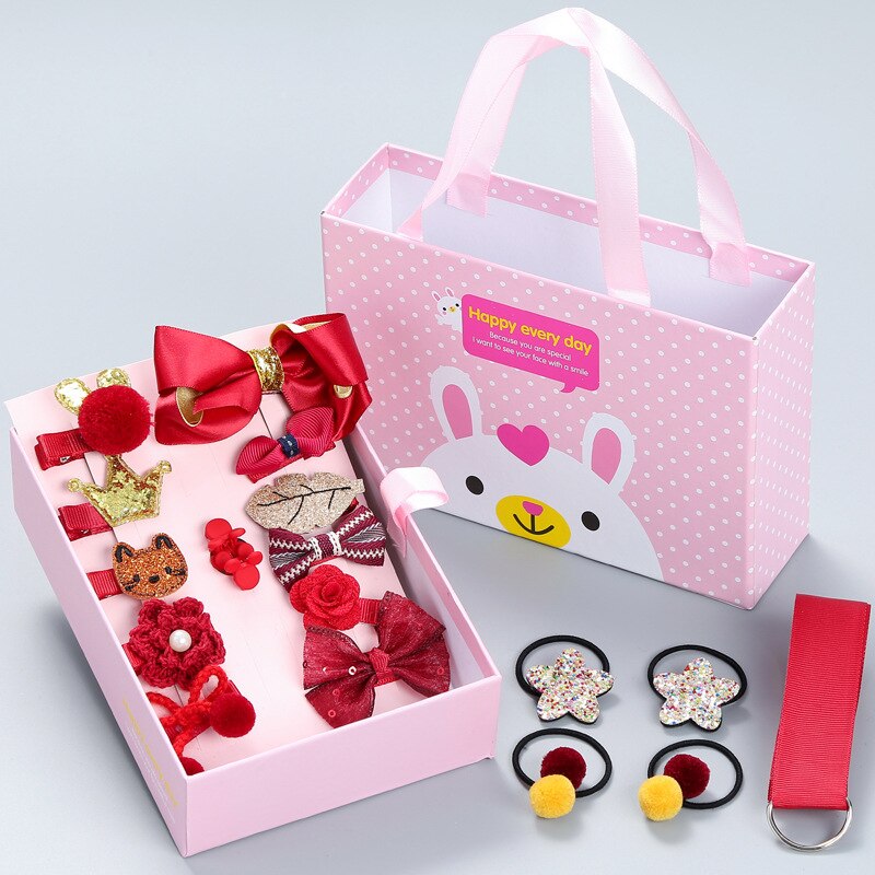 Accesorios coreanos para el cabello para bebé, tocado de princesa, horquilla para niña, juego de 18 piezas, horquilla para niña, conjunto con caja de