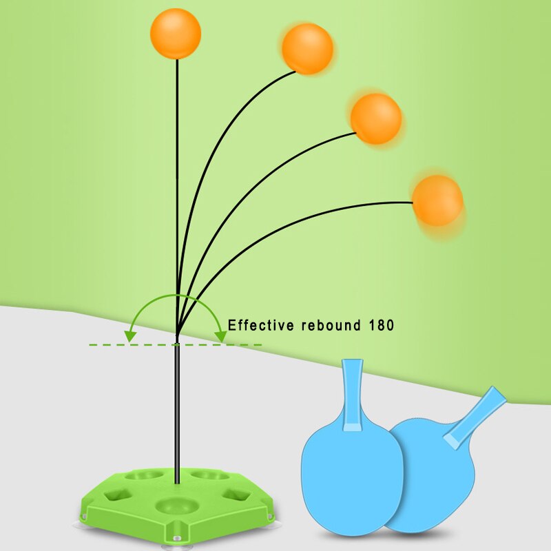 tennis da tavolo elastico morbido albero da ping-pong allenatore asta elastica palla da allenamento con decompressione per il tempo libero 2 pagaia e 5 impostato di palline