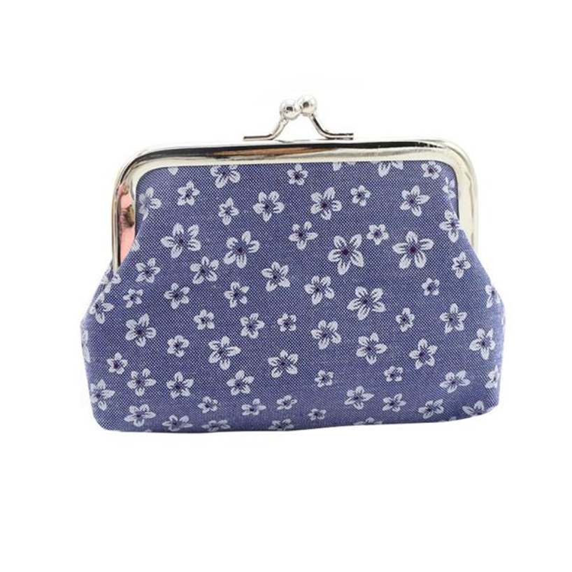 Aelicy Frauen Frische Literarischen PU Leder Mini Kupplung Handtasche Geldbörse Schlank Retro Blumen Druck Kleinen Kurzen Brieftasche Schlüssel Halter: BU