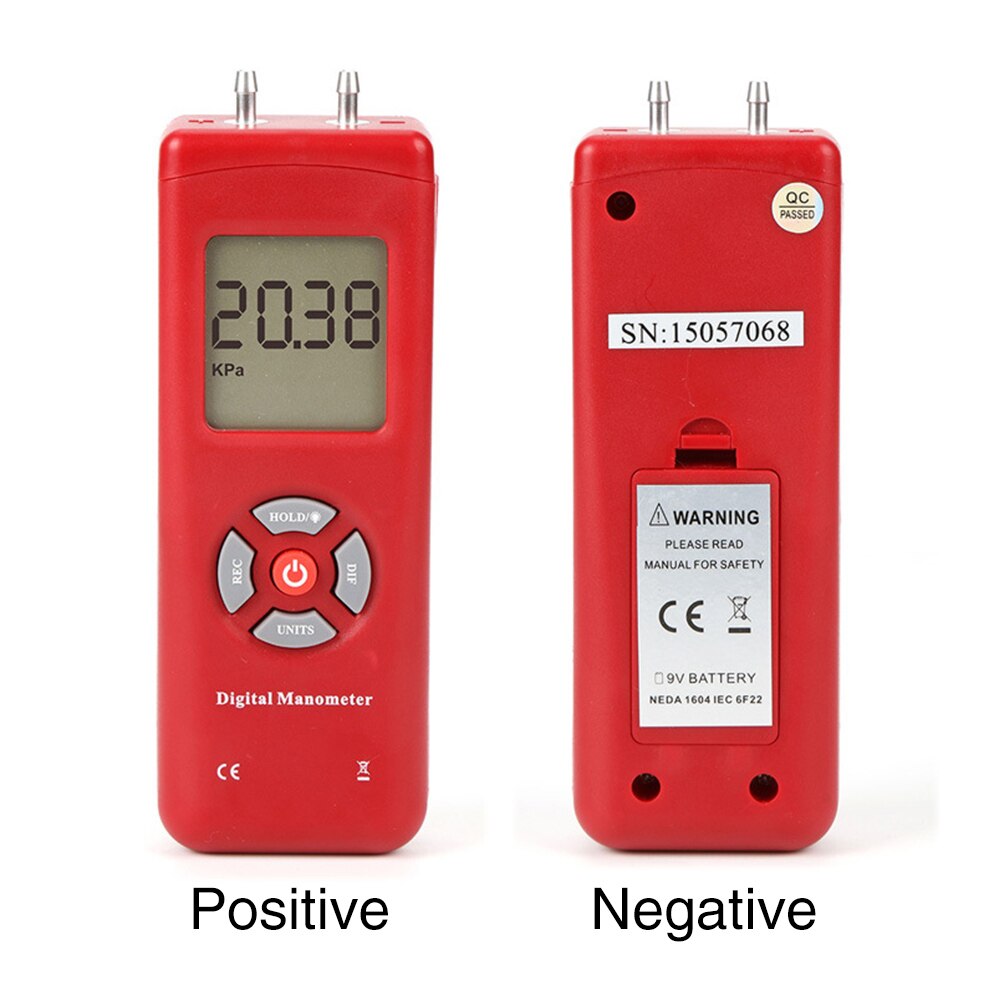 TL-100 Handheld Battery Powered Easy Apply LCD Screen Digital Manometer Pressure Gauge Measuring Tool Portable Testing Backlight