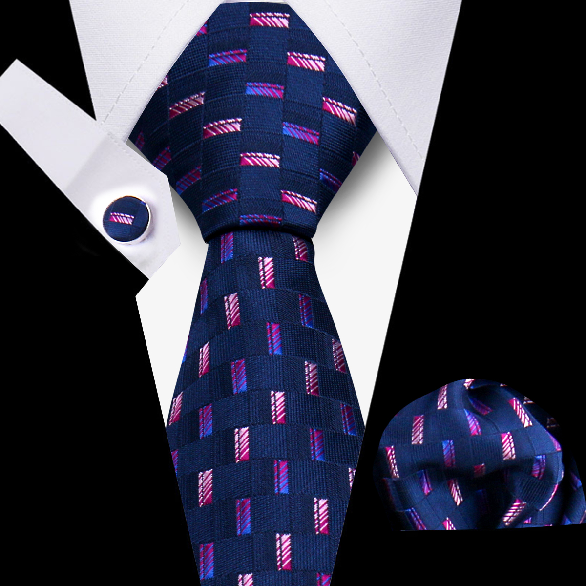 Homens gravatas gravata lenços clássicos xadrez gravata abotoaduras para homens blusa negócios acessórios de casamento mulher colar homem presente: Cinza escuro