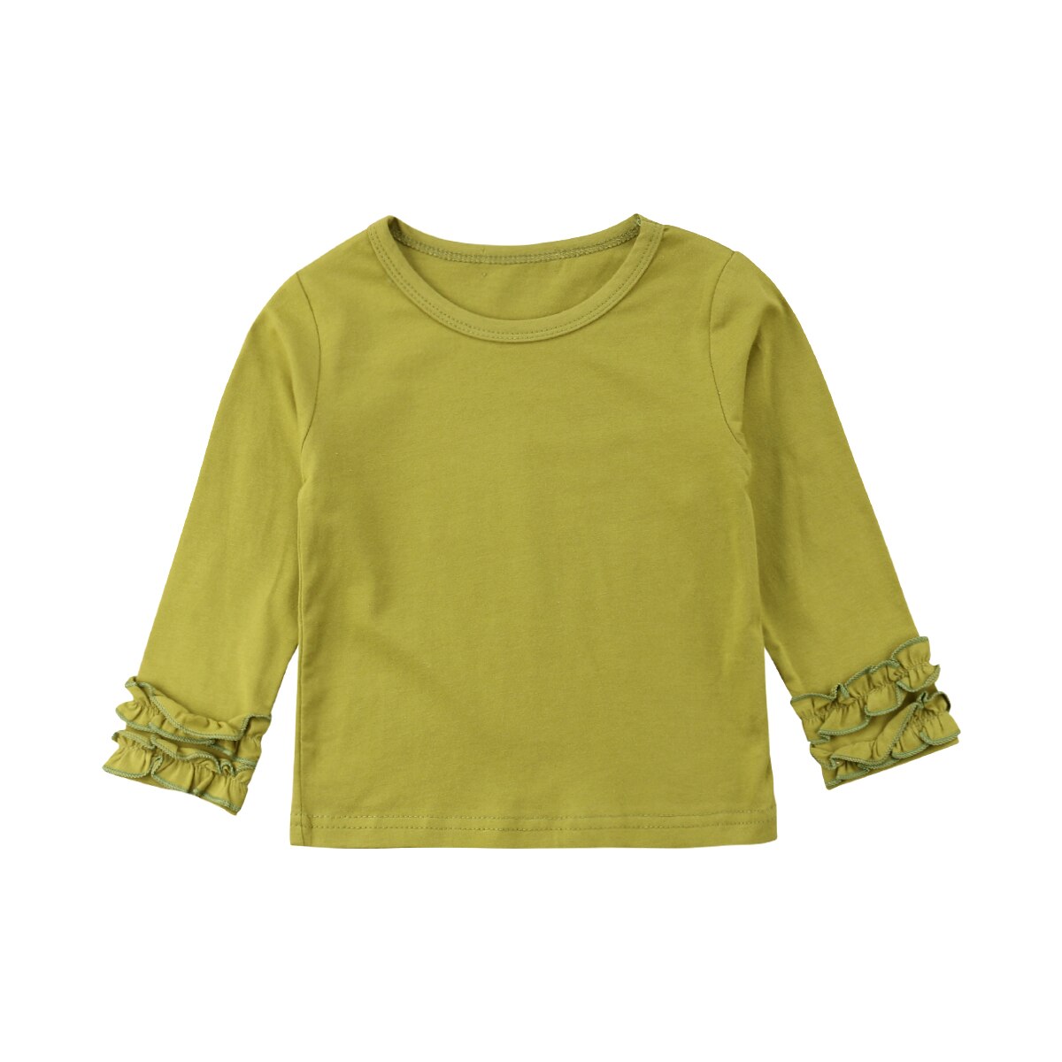 1-5Y Peuter Kinderen Meisje Mode Puff Met Lange Mouwen Tops Kleding T-shirt Tee Tops Herfst Casual Solid Katoen Zachte Kant t-Shirt: D / 120