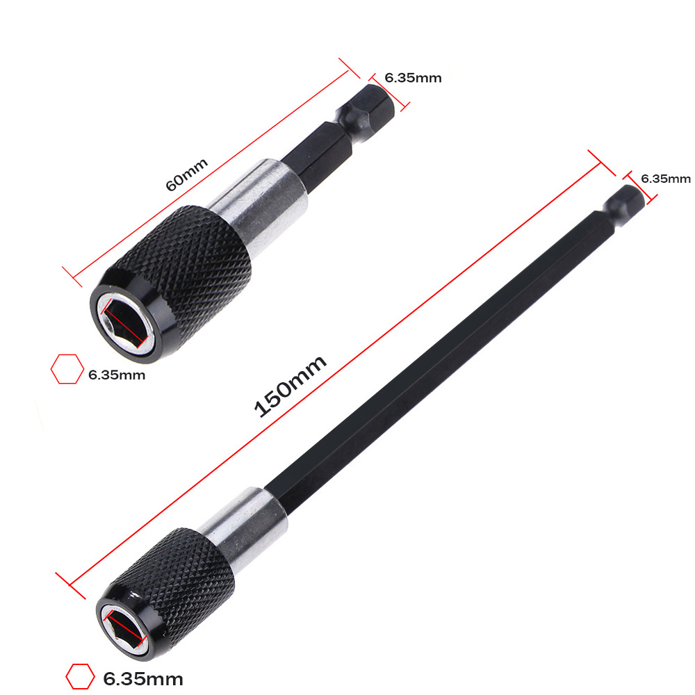 1/4 Inch Hex Shank Quick Release Screwdriver Magnetic Bit Holder with Adjustable Collar Extension Bar 60mm 100mm 150mm: 60mm 150mm