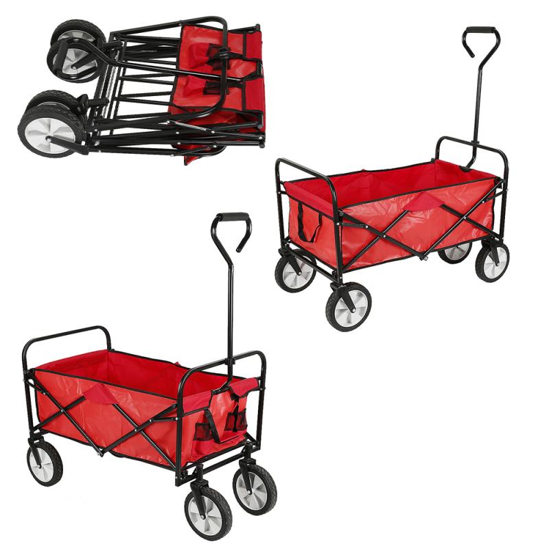 4 Wielen Opvouwbare Tuin Trolley Winkelwagen Tool Handkar Rode Vouwen Vervoer Metalen Stalen Trolley Tuin Outdoor Kar Hand Truck Hwc