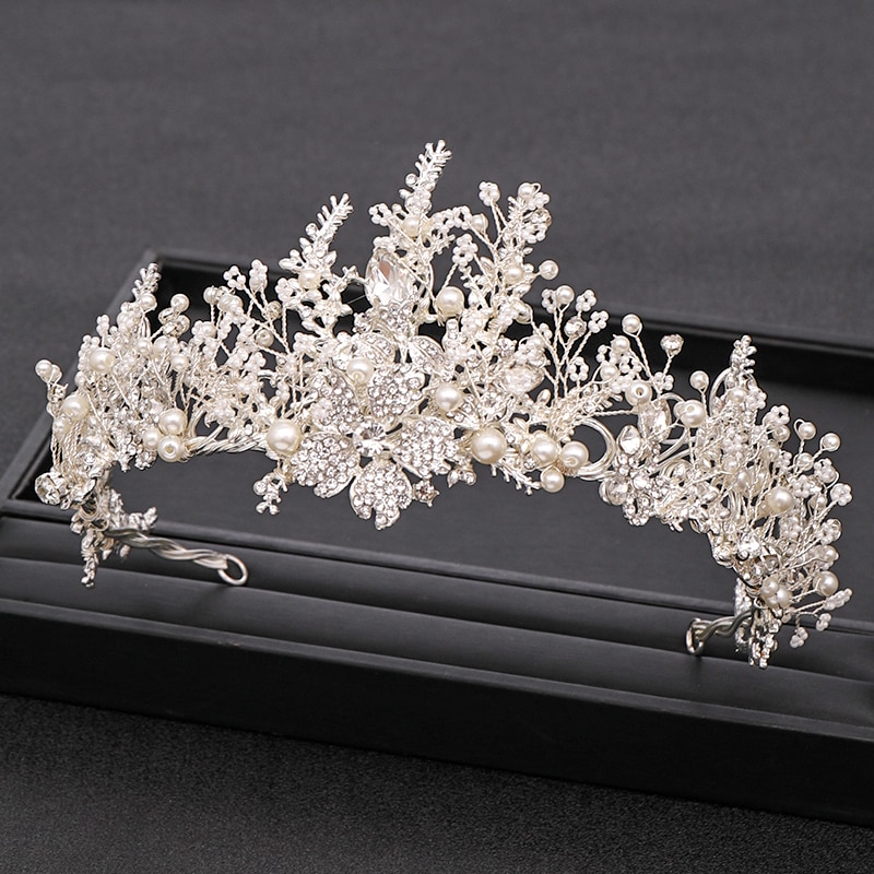 Couronne de mariage à la main à la Baroque strass perle cristal bandeau accessoires de cheveux de mariage couronne de mariée accessoires de cheveux