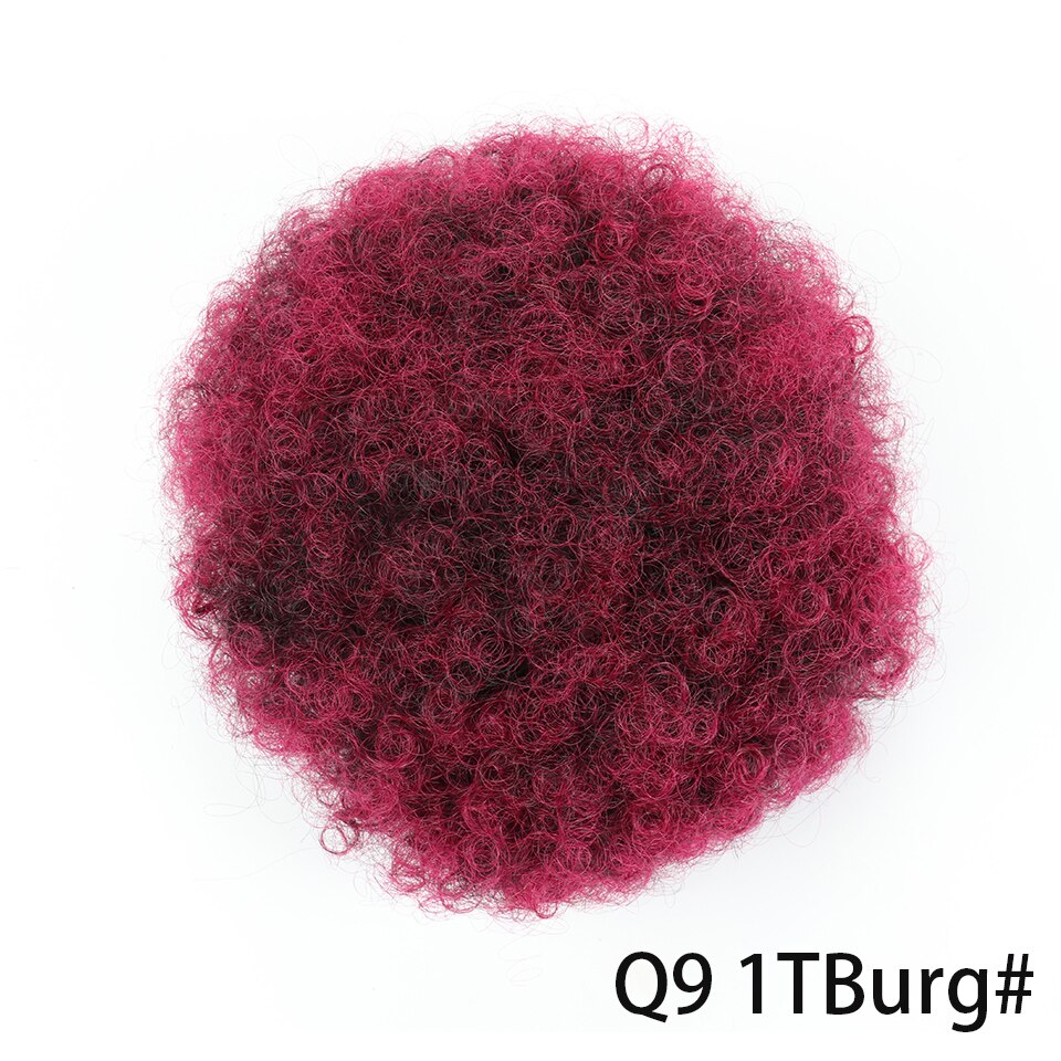 Chorliss – Chignon synthétique, postiche queue de cheval frisée courte marron bouffante à cordon de serrage, Chignon bouclé court: Q9 8inch 1TBurg