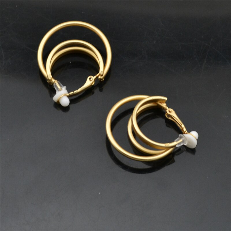 Clipped on the ears Non pierced Earrings for women Small circle Matt Round Jewelry Temperament Ladies Earrings