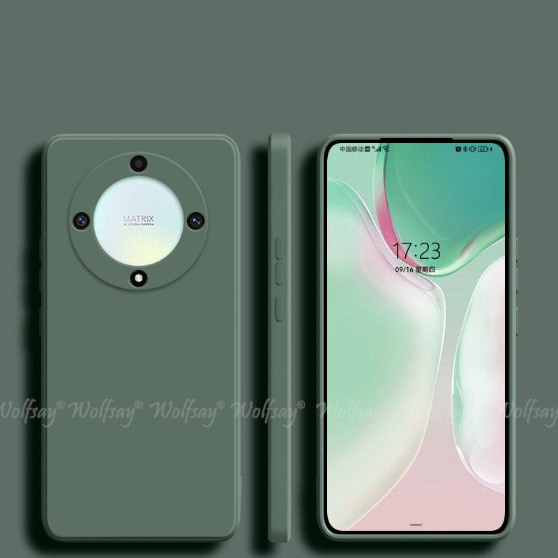 Offizielle flüssigsilikon-schutzhülle für honor  x9a  x9a x8a x7a x9 x8 x7 x6s handyhülle für honor  x9a: Nylon / Schwarz grün