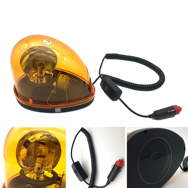 12V/24V Warning Light Car Adsorption Spin Red Blue Yellow Road Rubbish Truck Magnetic Force Work Security Night Anti-Theft Lamp