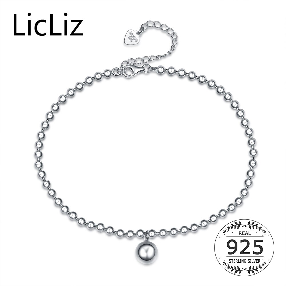 Licliz 925 Zilveren Streng Kralen Ketting Armband Enkelbanden Voor Vrouwen Voet Verstelbare Enkelband Charms Hart Armbanden LA0004