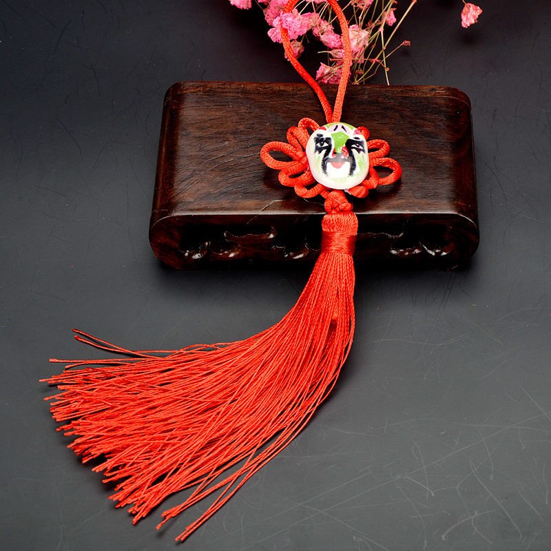 2 stuks facebook chinese knopen kwastjes diy sieraden gordijn kleding decoratieve accessoires autosleutels tas hanger knutsel kwastjes: Rood
