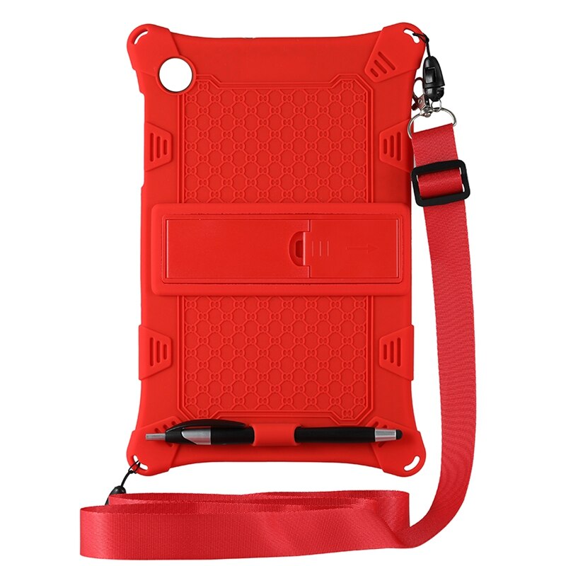 Silicone Case for Lenovo M10 TB-X606F/M10 X306F 10.3 Inch Tablet Case with Tablet Stand and Strap: Red