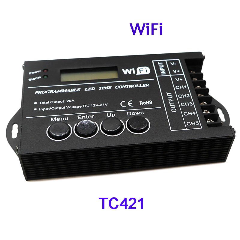 Controlador LED RGB programable de tiempo de DC12V/24 V salida Total de 5 canales 20A ánodo común TC420/TC421