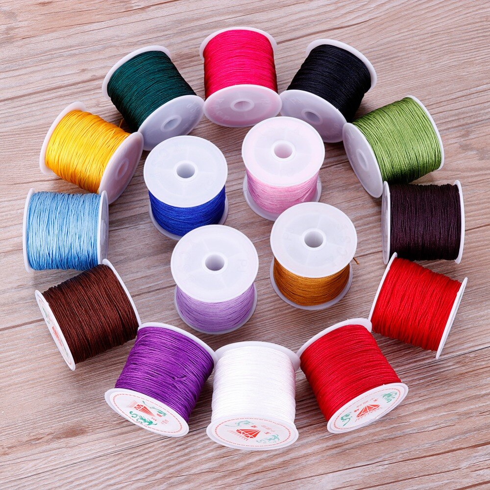 45m/ rollen kleurrijke beginners nylon chinese knoop armband handwerk koord draad macramé diy kralen koord koord gevlochten koord