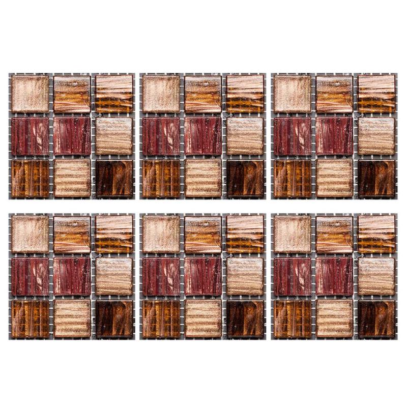 6pcs Wall Stickers Moisture-proof Surface Covered with Film Mosaic Tiles Paste Kitchen Toilet Restaurant Adhesive Decor