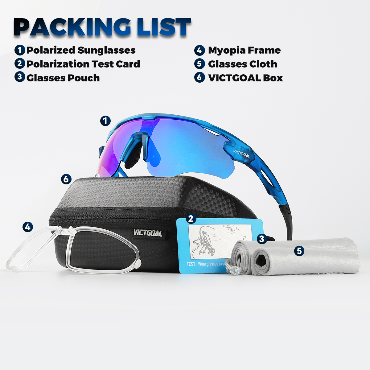 VICTGOAL Gepolariseerde bril Fietszonnebril UV400 Sport MTB Bergwegfiets TR90 Brillen Fietsbril Rijden Vissen