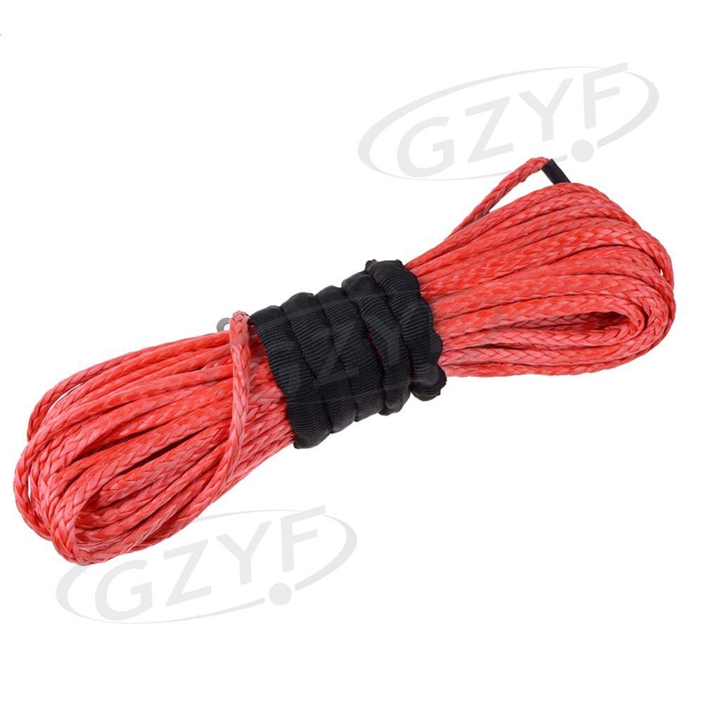 Universal 1/4" x 50'' Synthetic Winch Rope Line Cable 7000 LBS Capacity for ATV UTV W/Sheath: Red