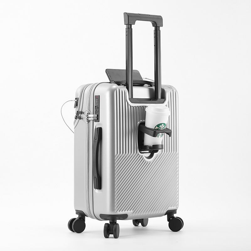 Slitesterke bagasjesett med stor kapasitet koffert foran åpenn usb-frakt menn håndbagasje reise 20/22/24/26: Sølv / 13 tommer 325mm