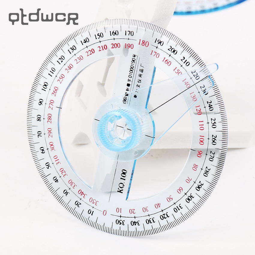 1PC Tool 360 Degree Pointer Protractor Round Transparent Drafting Supplies Protractor Office and School Supplies