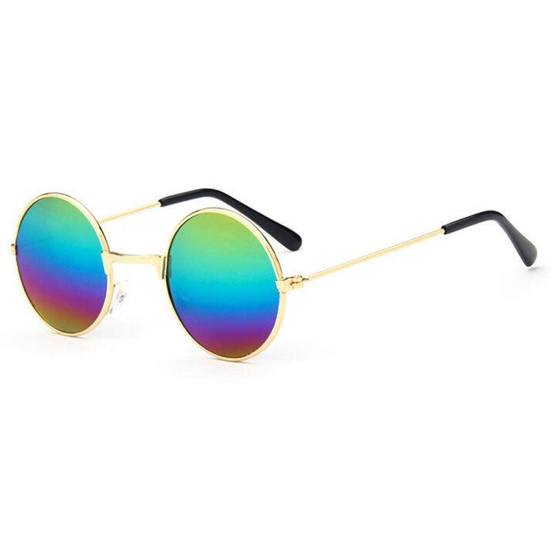 Metall svarta runda barnsolglasögon märke liten flicka/pojke baby barn glasögon glasögon oculos  uv400 små ansiktskostym för 2 ~ 6 ålder: Färger belagda