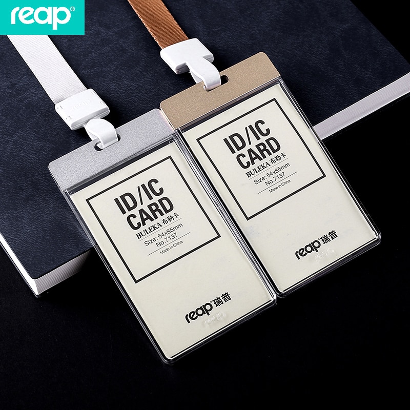 Soporte de placa con nombre de aluminio Reap 7136 con tarjeta de identificación o de autobús con cordón