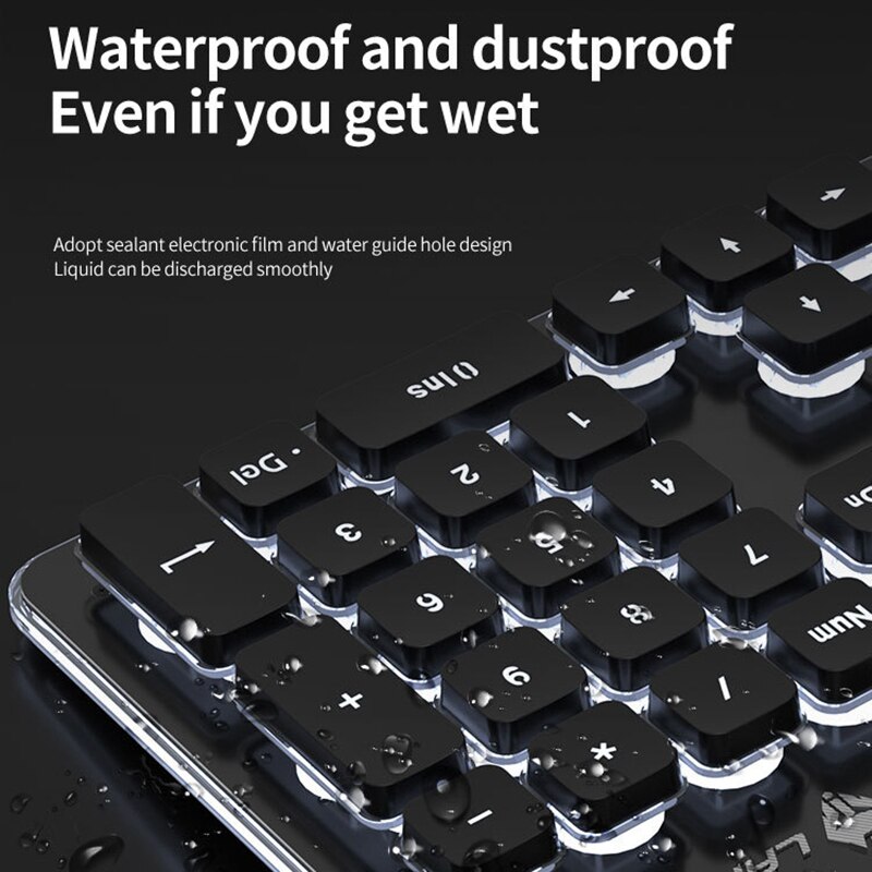 EAOR Rechargeable 2.4G Wireless Keyboard Mouse Combos 104-Keys Mute Waterproof Wireless Keyboard Set for Laptop Office PC Gamer