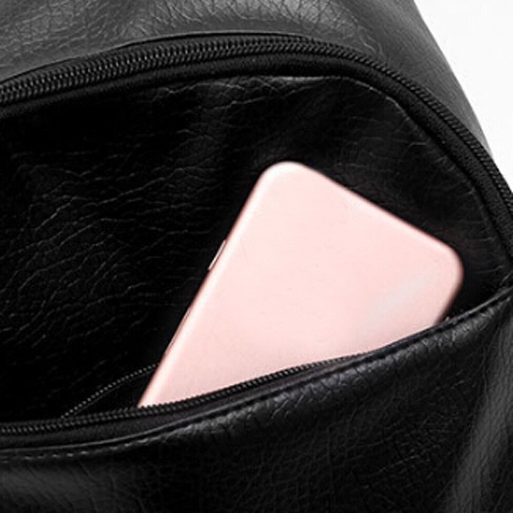 CONEED Ladies Leather three-piece Backpack Shoulder Bag Purse Black Women Backpack Oc17