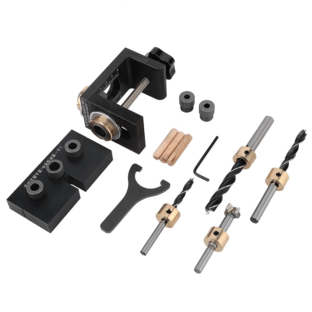 3in1 Wood Hole Drilling Guide Jig Drill Bit Woodworking Positioner Locator Tool