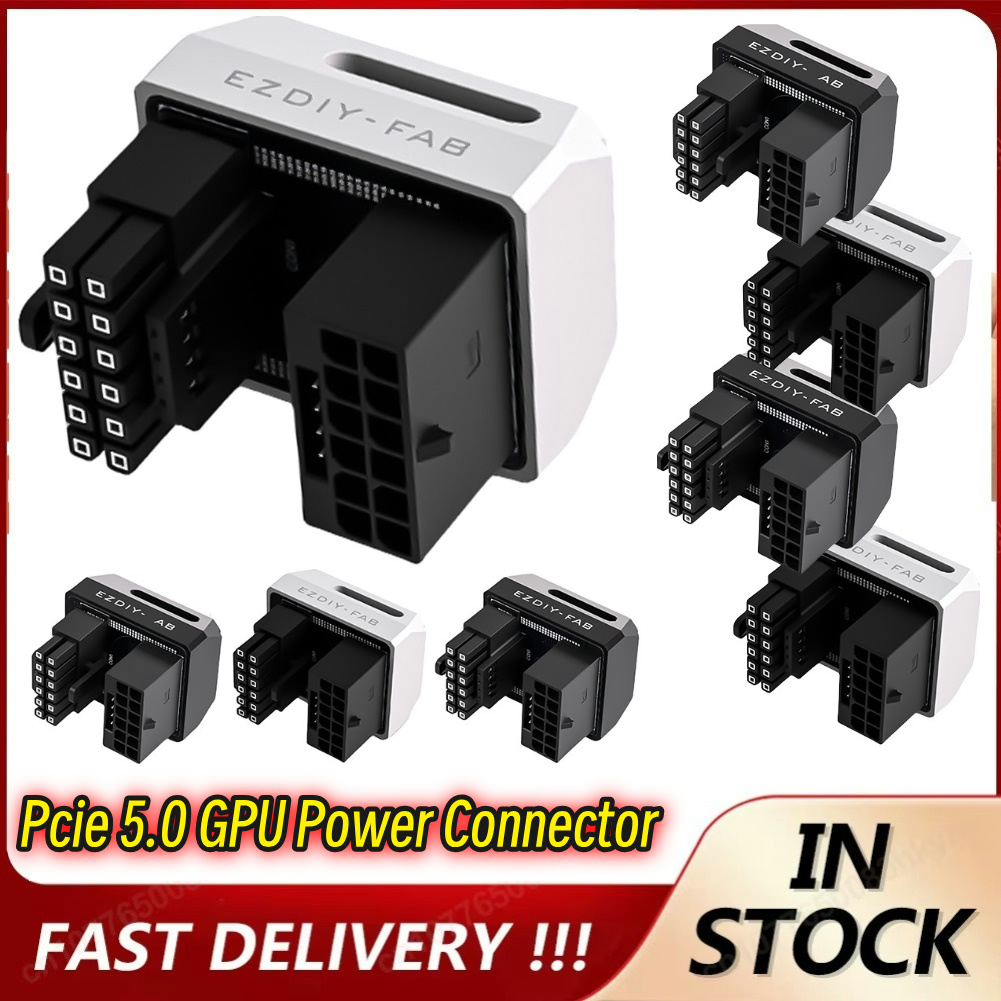 12VHPWR 180 Degree Angled Adapter 600W 16 Pin GPU Power Connector Pcie 5.0 Power Adapter for 12+4pin RTX 3090Ti 4070Ti 4080 4090