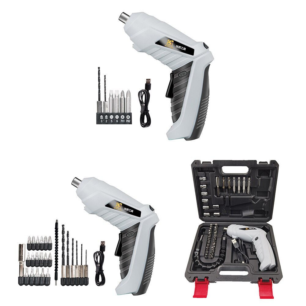 Cordless Screwdriver Electrical Screwdriver Set USB Rechargeable 3.6V Screw Driver with LED Lights Household Power Hand Drill
