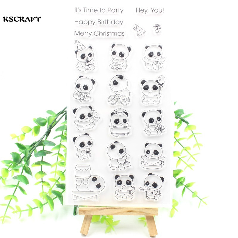 KSCRAFT Leuke Panda 'S Transparant Clear Siliconen Stempel/Zegel voor DIY scrapbooking/fotoalbum Decoratieve duidelijke stempel lakens 284
