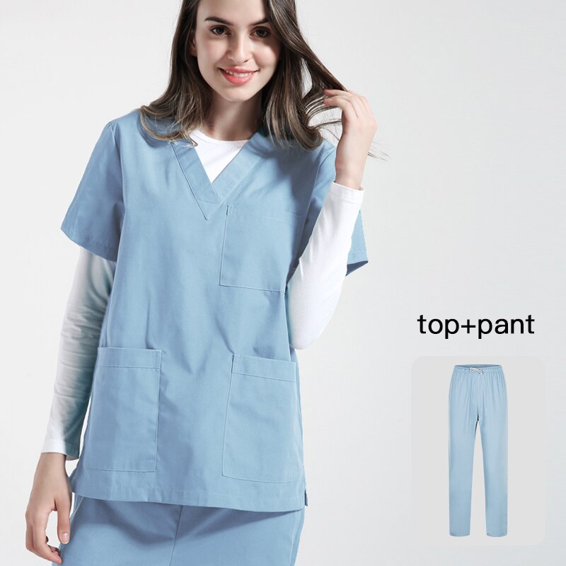 Kurzarm schönheit salon sets gesundheit service scrubs uniformen V-ausschnitt arbeits Uniformen Anzüge Labor kleidung für sommer neue