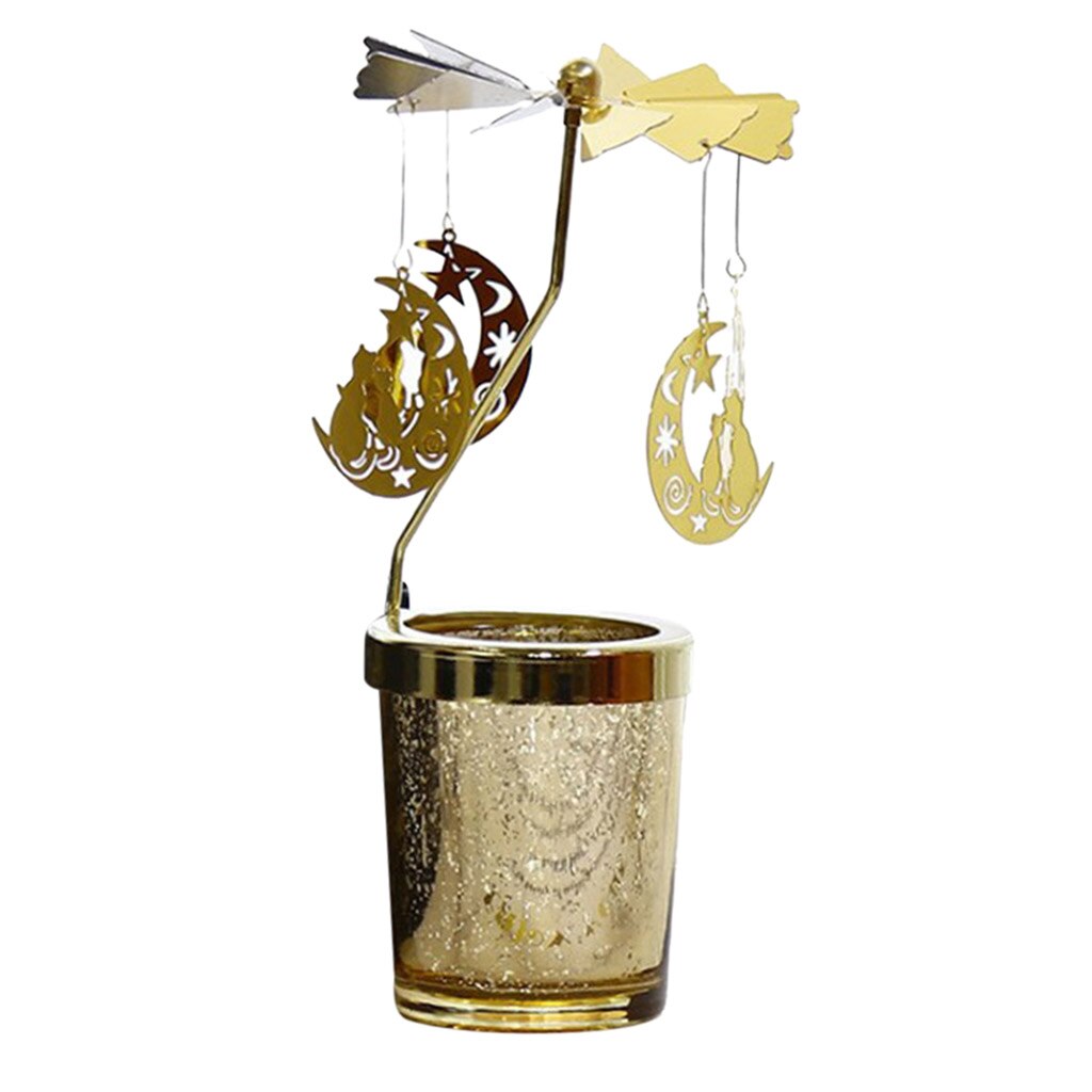 Metalen kandelaar kerststijl draaibare kaarsenhouder standaard theelichthouder hanger theelichthouder standaard: Maan