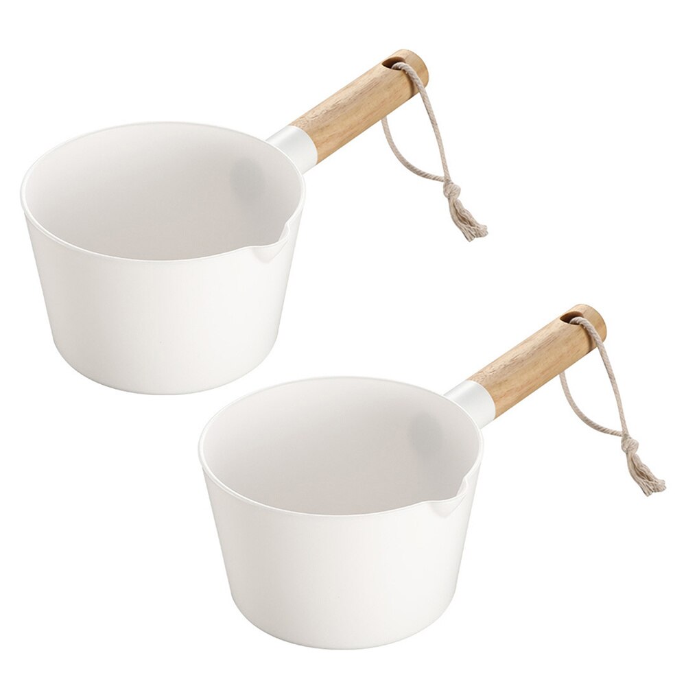 2pcs Water Ladle Wooden Long Handle Water Scoop for Home Kitchen