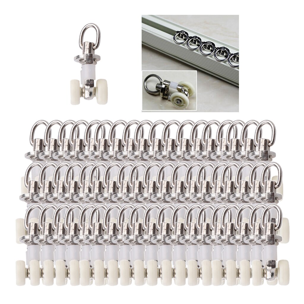 Track Glider Sliding Roller Hanger Gliding Runner Wheel Curtain Carrier 26mm: 60pcs