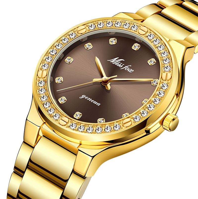 Missfox dameshorloge, beroemd merk luxe zakelijke zilveren polshorloges, waterdichte stalen armband, klok voor geliefden: 2742- gb