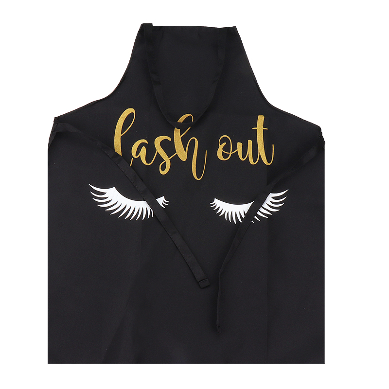 Bronzing Eyelash Pattern Grafted false eyelash Apron Women Adult Home Cooking Baking Cleaning Aprons Bibs Kitchen tools: WHITE