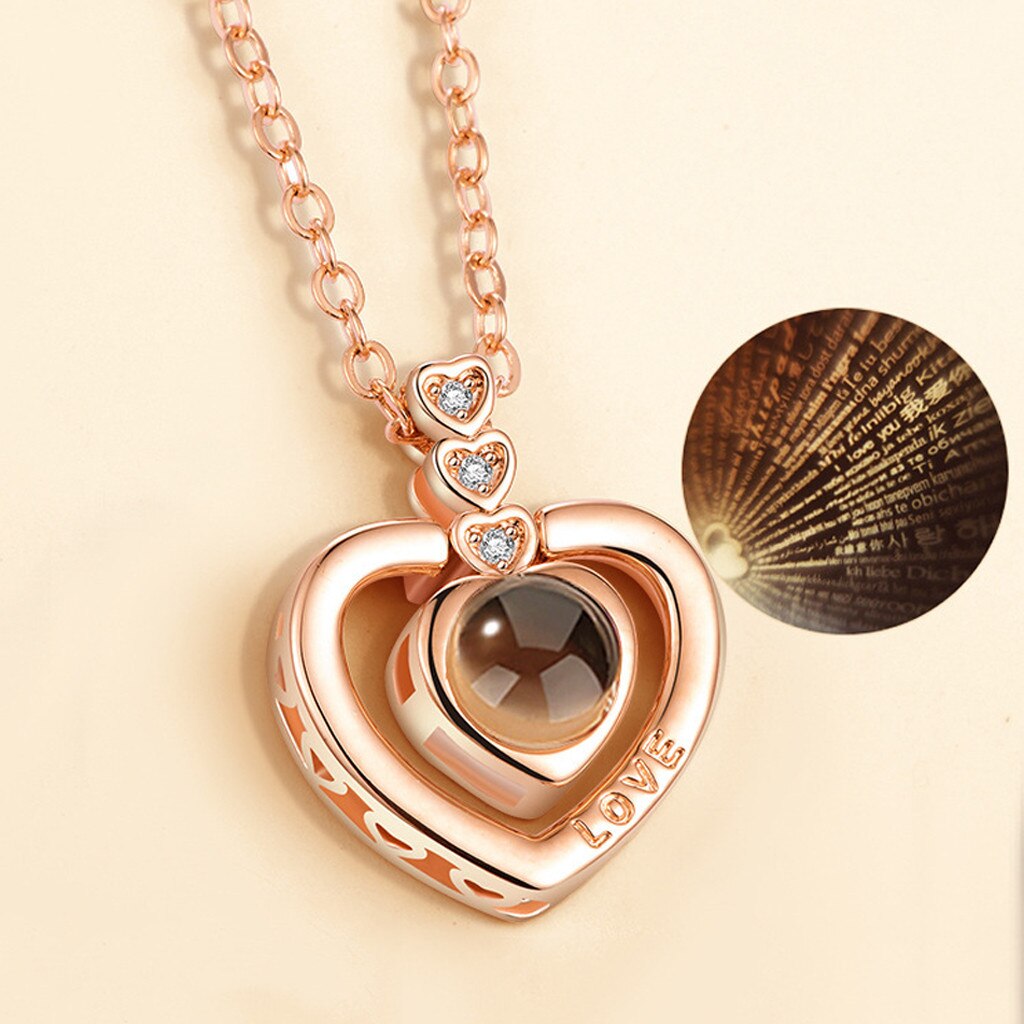 Style Necklace 100 Languages I Love You Valentine's Day Memory Wedding Collares Fine Jewelry colgantes