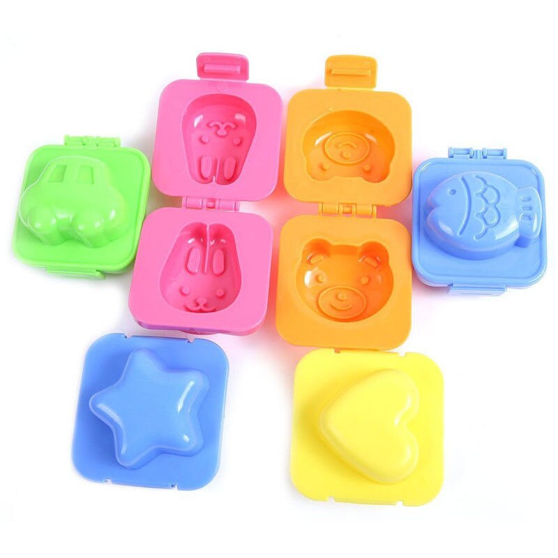 6Pcs Gekookt Ei Mold Leuke Cartoon 3D Ei Rings Mould Bento Sushi Maker Cutter Decorating Ei Gereedschappen Rijst Roll mold Keuken gadget