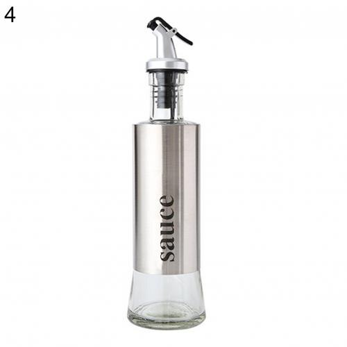Rostfritt stål och glas olivolja cruet flaska, vinäger dispenser, krydda soja sås cruet flaska, läckage ,300 ml, köksredskap: 4
