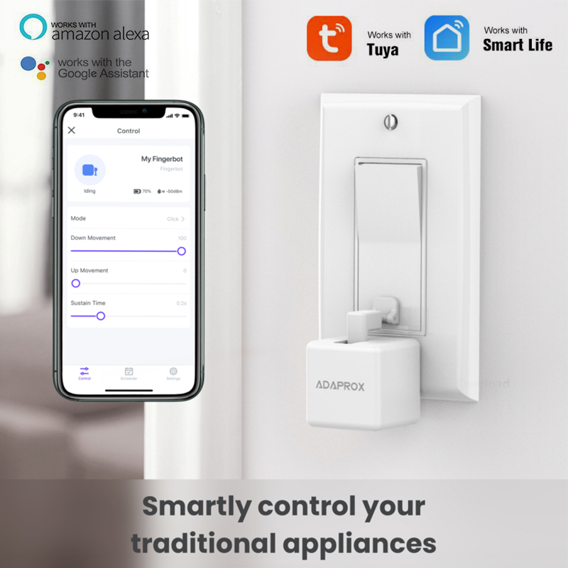 Adaprox Smart Fingerbot Robot Tuya Smart Home Smallest Switch Robot Smart Mechanical Arms Voice Remote Control For Alexa Google