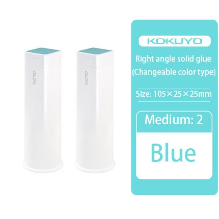 KOKUYO-pegamento sólido para decoloración de oro, barra de pegamento de ángulo recto, pegamento cuadrado fuerte de alta viscosidad, para oficina y escuela, Japón: Medium  blue